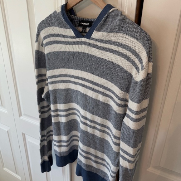 Express Women’s Striped Lightweight Hooded Long Sleeve 100% Cotton Size XL - Picture 3 of 10